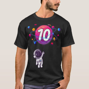 Camiseta Astronau Astronauta Menino de 10 Anos de Aniversár