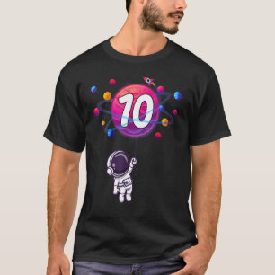 Camiseta Astronau Astronauta Menino de 10 Anos de Aniversár