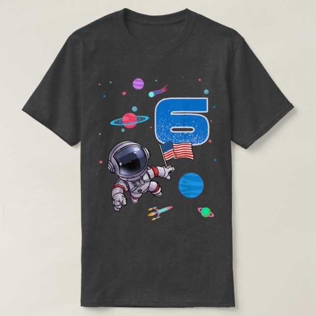 Camiseta Astronaut 6th birthday 6 Years Old Birthday Boy Sp (Frente do Design)