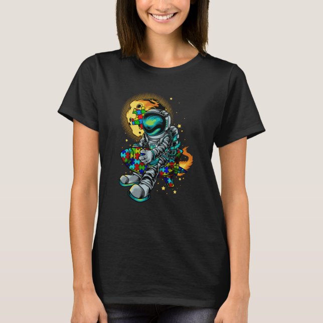 Camiseta Astronaut Autism Awareness With Autistic Planet Fo (Frente)
