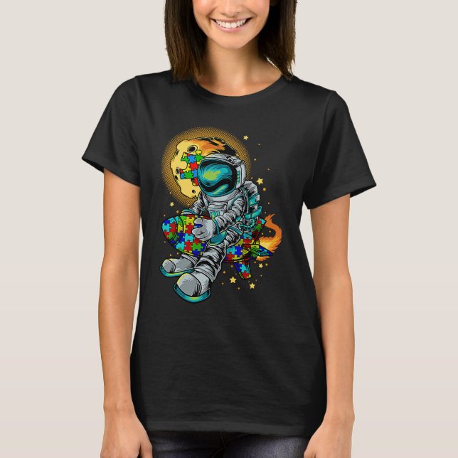 Camiseta Astronaut Autism Awareness With Autistic Planet Fo (Frente)