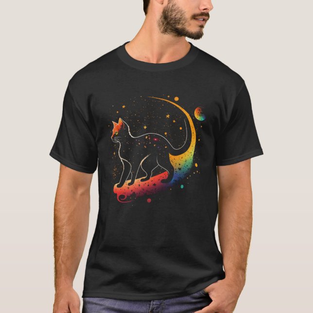 Camiseta Astronaut Cat or  Galaxy Cat on Space Cat (Frente)