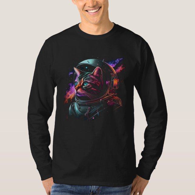 Camiseta Astronaut Cat or  Space Cat on Galaxy Cat (Frente)