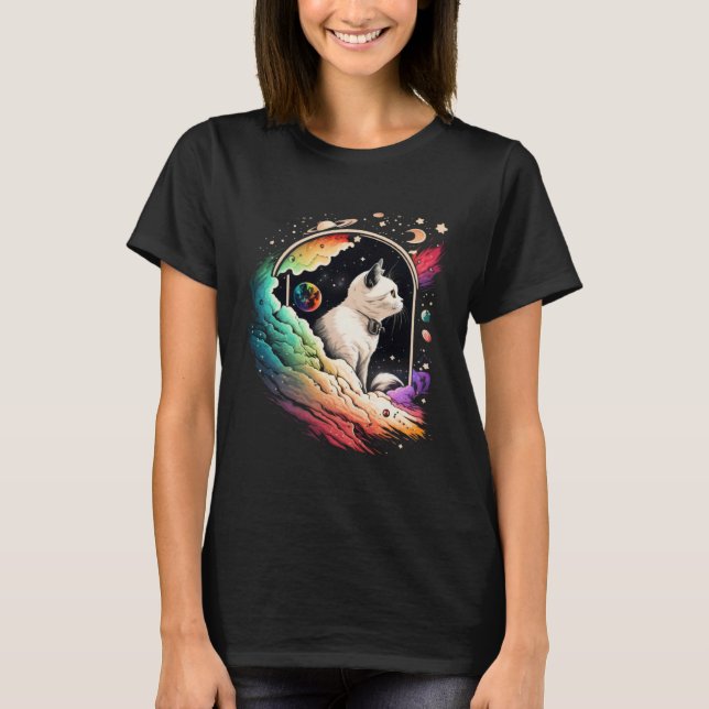 Camiseta Astronaut Cat or  Space Cat on Galaxy Cat   4 (Frente)