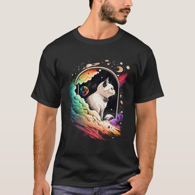 Camiseta Astronaut Cat or  Space Cat on Galaxy Cat   4 (Frente)