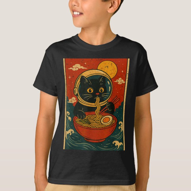 Camiseta Astronaut Cat Ramen Japanese Graphic Tees Men Wome (Frente)