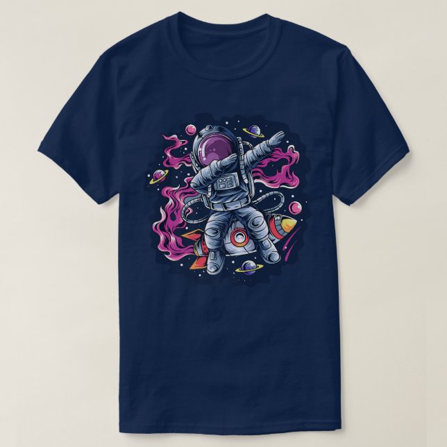 Camiseta Astronaut Dabbing Dance Space Rocket with Stars Pl (Frente do Design)