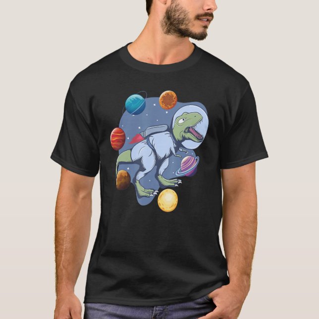 Camiseta Astronaut Dinosaur In Space Travel Galaxy Dinosaur (Frente)