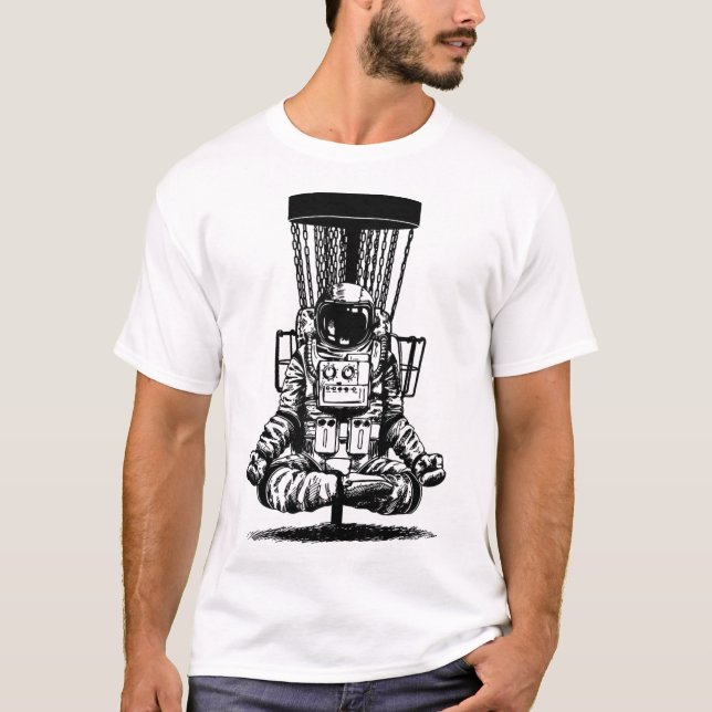 Camiseta Astronaut Disco Golfe Yoga Esboço (Frente)