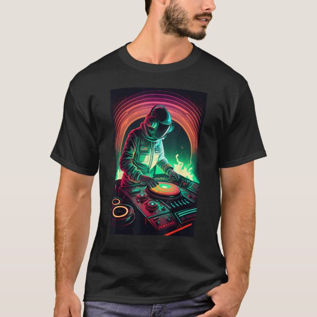 Camiseta Astronaut DJ DJing in Space EDM cool Graphic Vapor (Frente)