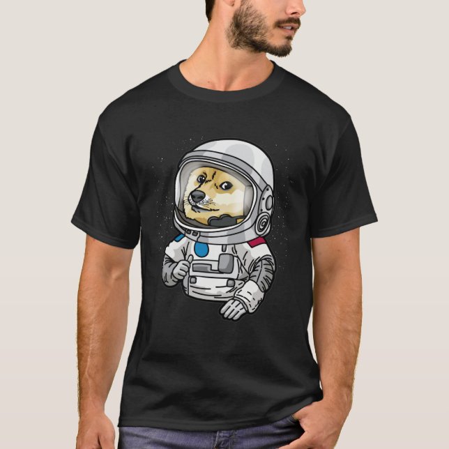 Camiseta Astronaut Dog Thumbs Up in Space Doge (Frente)