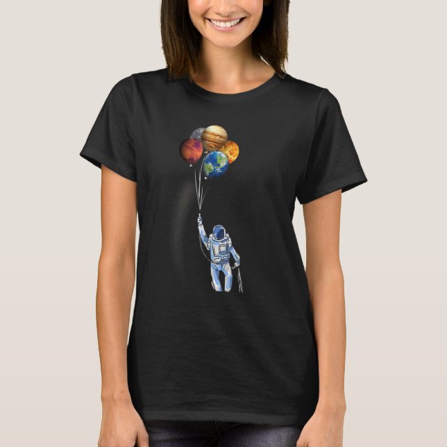 Camiseta Astronaut Holding Planets Balloons (Frente)