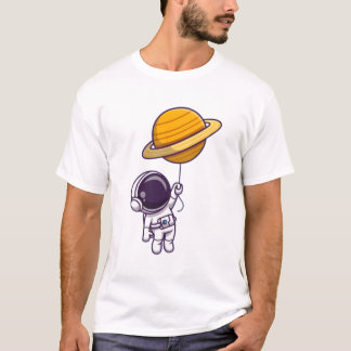 Camiseta Astronaut Holding Saturn Balloon – Cute Space Them