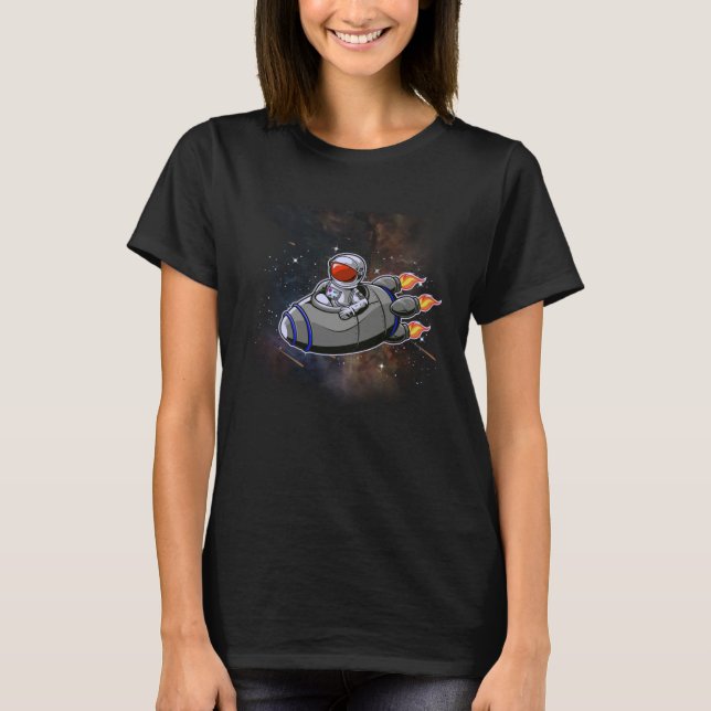 Camiseta Astronaut in Rocket to the Moon Outer Space by Neb (Frente)