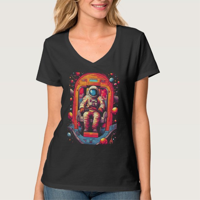 Camiseta Astronaut in Spaceship   Retro Space & Planet Art  (Frente)