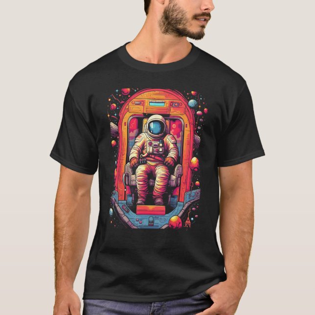 Camiseta Astronaut in Spaceship   Retro Space & Planet Art  (Frente)
