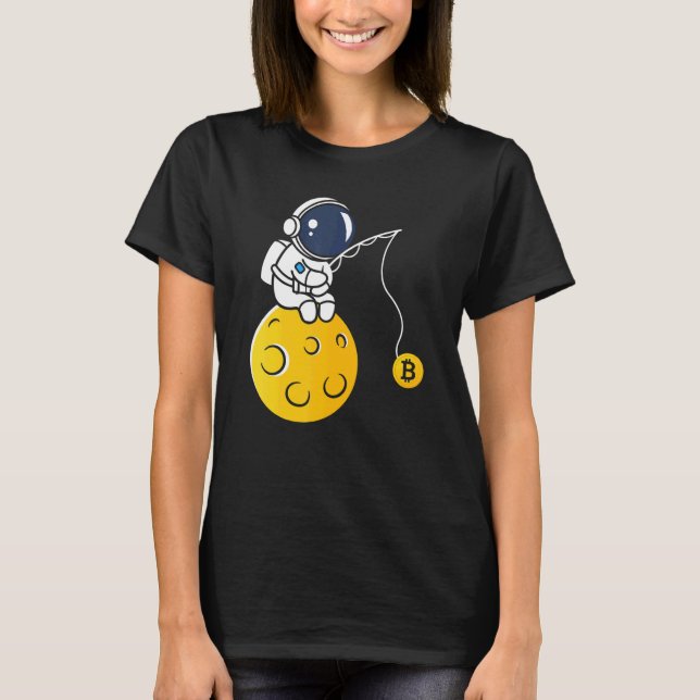Camiseta Astronaut Moon Fishing BTC Crypto Cryptocurrency B (Frente)