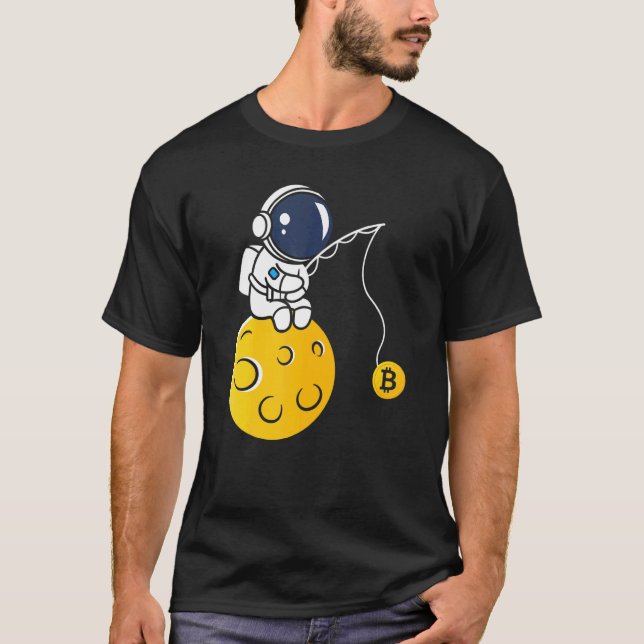 Camiseta Astronaut Moon Fishing BTC Crypto Cryptocurrency B (Frente)