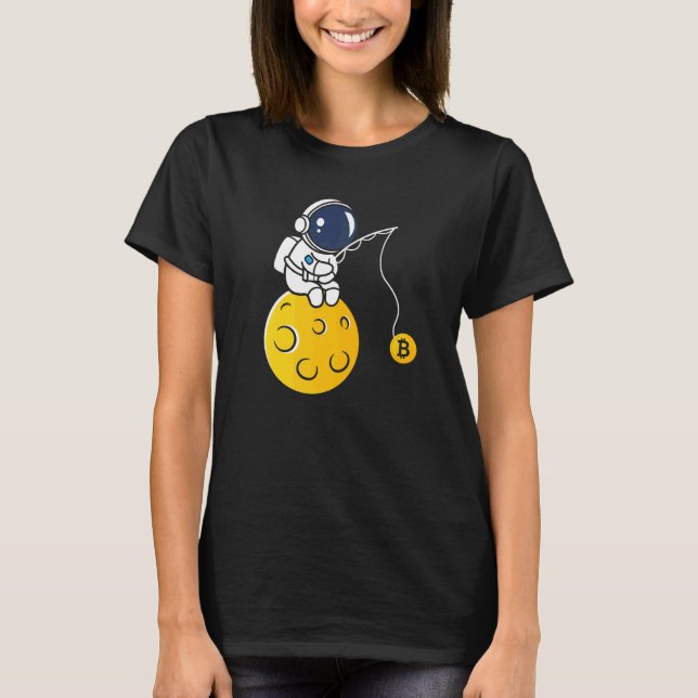 Camiseta Astronaut Moon Fishing BTC Crypto Cryptocurrency B (Frente)