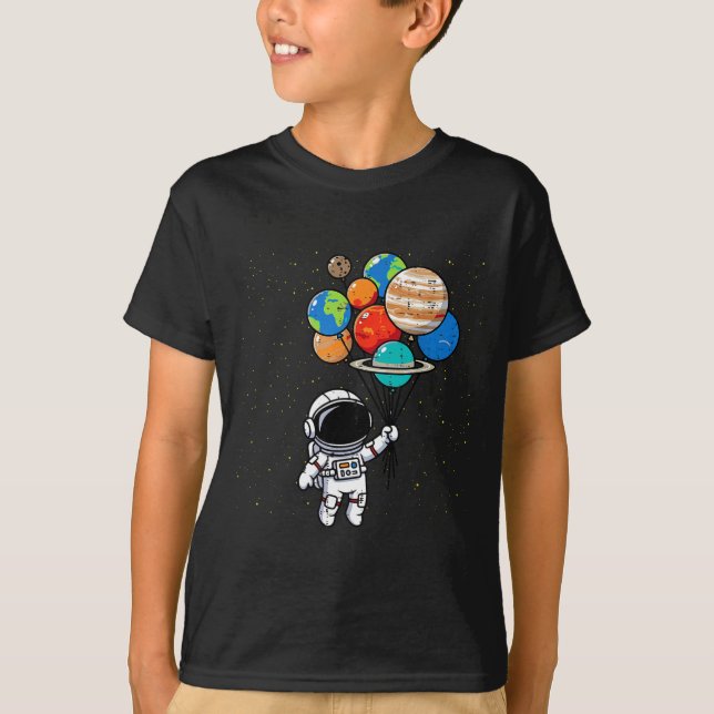 Camiseta Astronaut Planet Balloons Cute Space Galaxy Boys G (Frente)