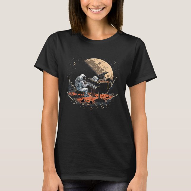 Camiseta Astronaut Playing Piano Music Piano Lover (Frente)