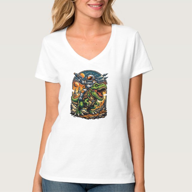 Camiseta Astronaut Riding a T-Rex – Epic Space Dinosaur (Frente)