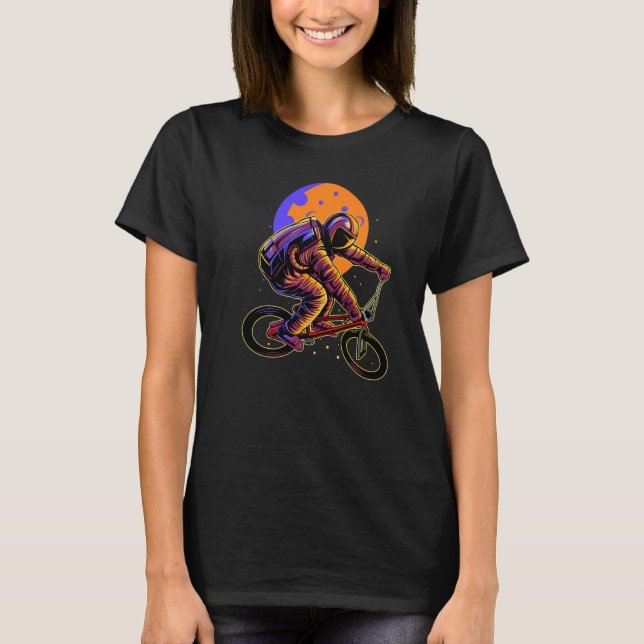 Camiseta Astronaut Riding Bmx Moon Space Boys Girls Kids As (Frente)