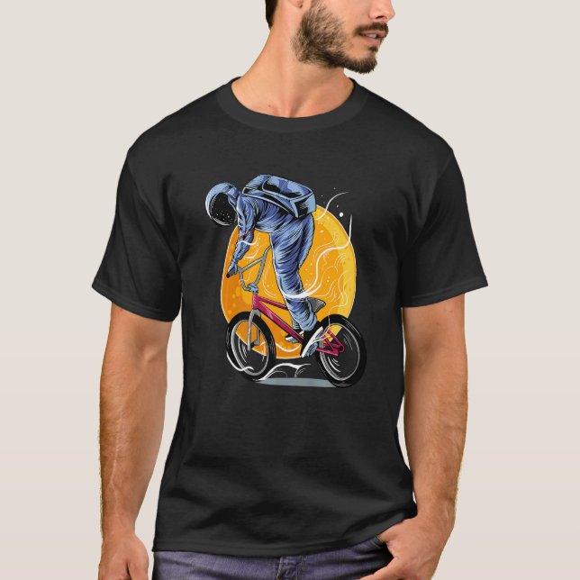 Camiseta Astronaut Riding Bmx Moon Space Boys Girls Kids As (Frente)