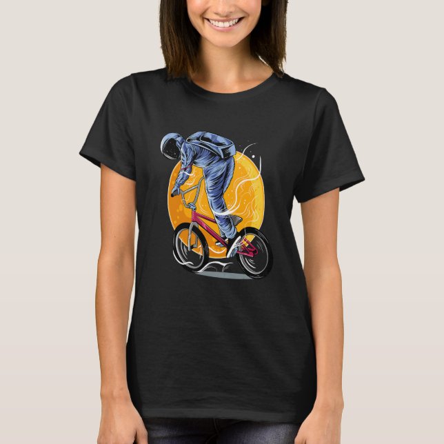 Camiseta Astronaut Riding Bmx Moon Space Boys Girls Kids As (Frente)