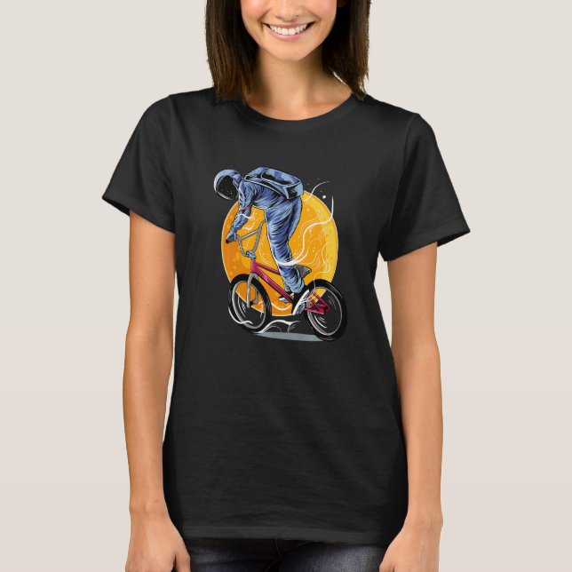 Camiseta Astronaut Riding Bmx Moon Space Boys Girls Kids As (Frente)