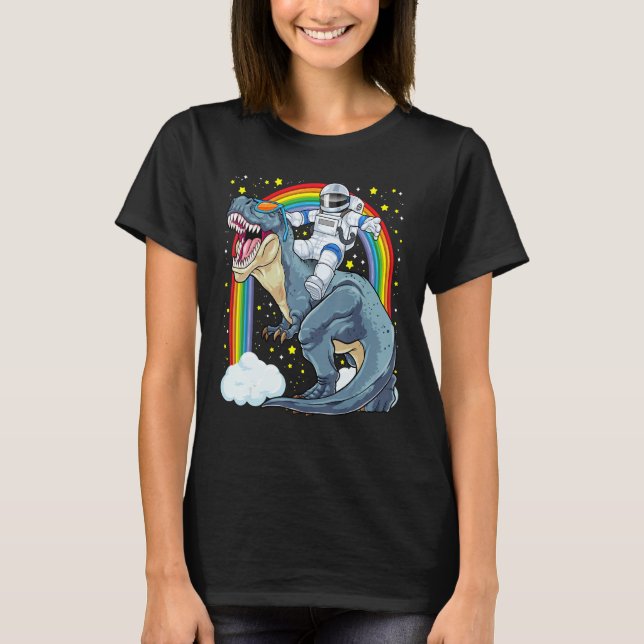 Camiseta Astronaut Riding Dinosaur Rex Astro Space Dino Pre (Frente)