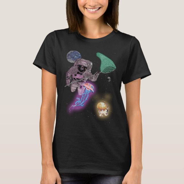 Camiseta Astronaut Space Alien Jellyfish Hunting with Net G (Frente)
