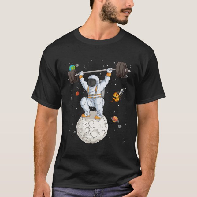 Camiseta Astronaut Space Weightlifting Fitness Gym Workout  (Frente)