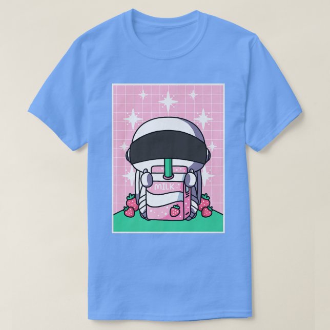 Camiseta Astronaut Strawberry Milk Shake Carton Japanese Ka (Frente do Design)