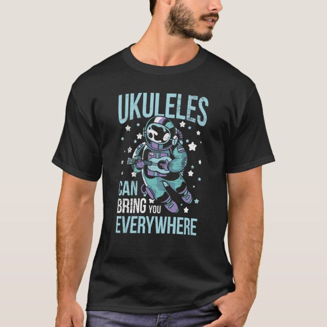 Camiseta Astronaut Ukulele I Ukulele Tutor I Space Ukulele  (Frente)