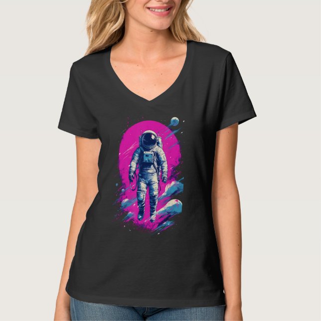 Camiseta Astronaut Vaporwave Aesthetic Retro Glitch Spacema (Frente)