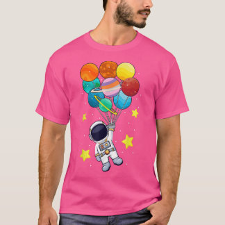 Camiseta Astronaut With Planets Balloons Solar Space System