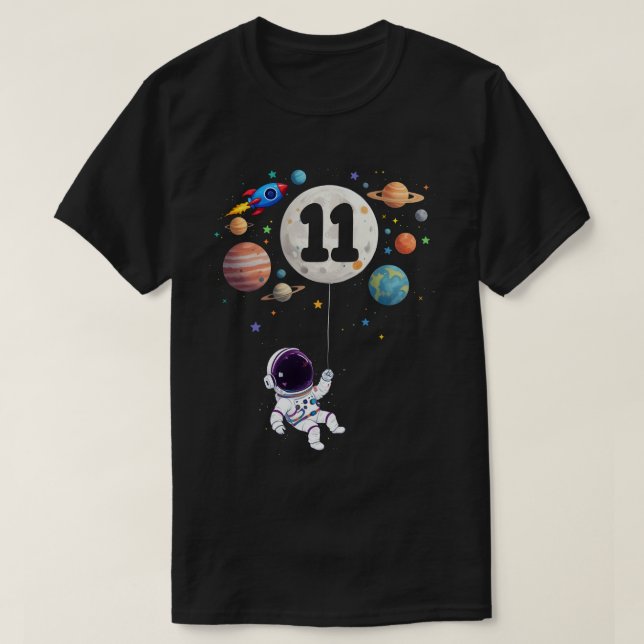 Camiseta Astronauta 11 de aniversário de 11 anos Astronauta (Frente do Design)