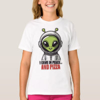 Astronauta Alien Fofo "Venho em Paz e Pizza"