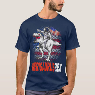 Camiseta Astronauta Andando bandeira Dinossauro Americana 4
