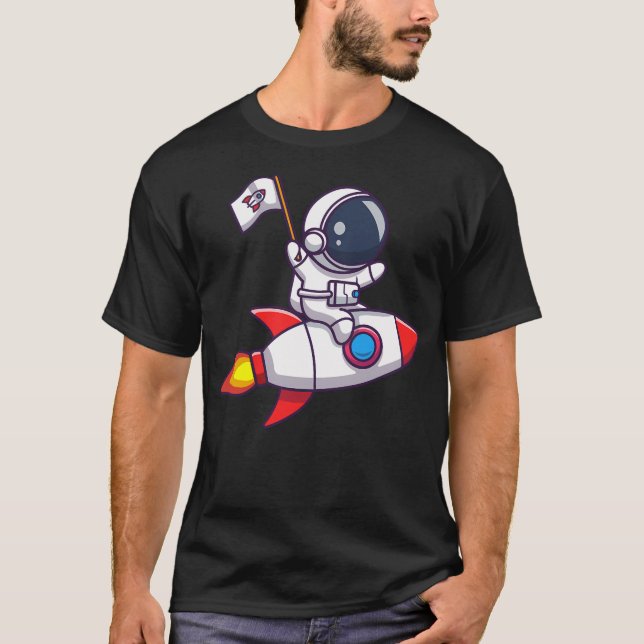 Camiseta Astronauta Andando Um Foguete (Frente)