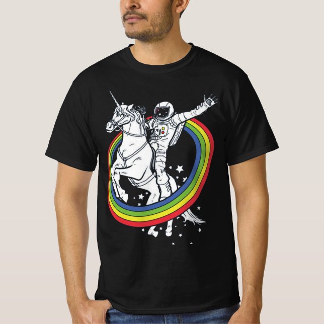 Camiseta Astronauta Andando Unicórnio, Engraçado Espaço Ext (Frente)