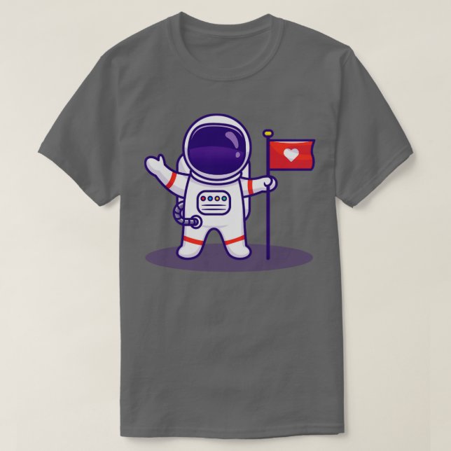 Camiseta Astronauta Aterrissando Na Lua Segurando Bandeira (Frente do Design)