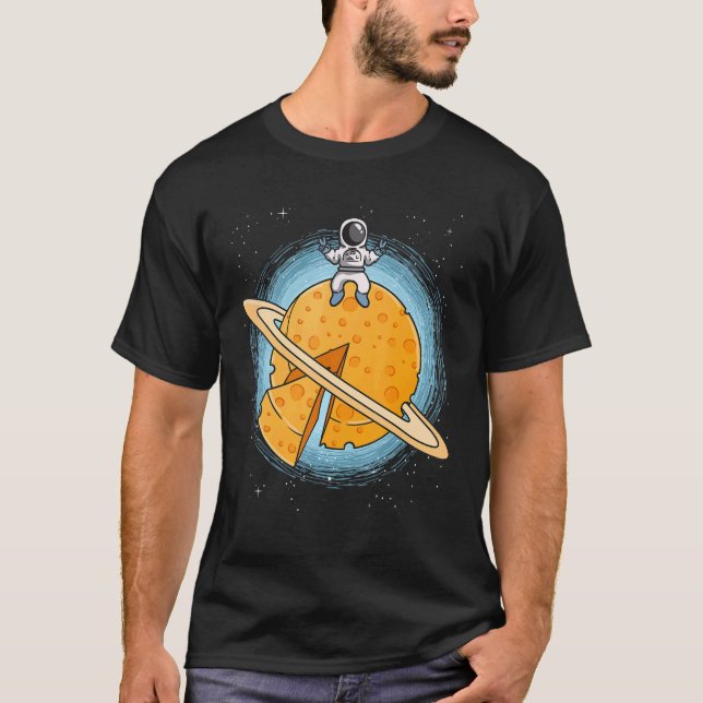 Camiseta Astronauta Aterrissando No Espaço De Queijo Planet (Frente)