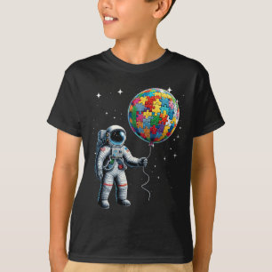 Camiseta Astronauta Autismo Segurando Planeta Bylloons Auti