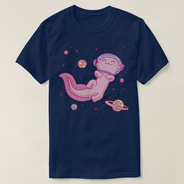 Camiseta Astronauta Axolotl Espacial Espacial Exterior Ka (Frente do Design)