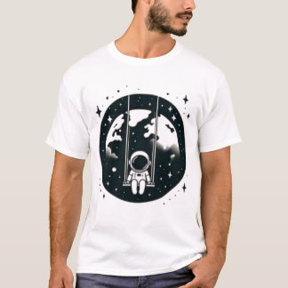 Camiseta astronauta balançando na terra espacial