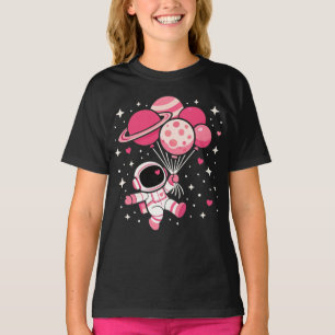 Camiseta Astronauta Balão Planetas Espaço Galáxia Garotas C