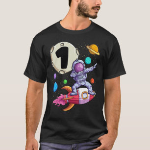 Camiseta Astronauta Batida 1 Ano Aniversário Antigo Espaço