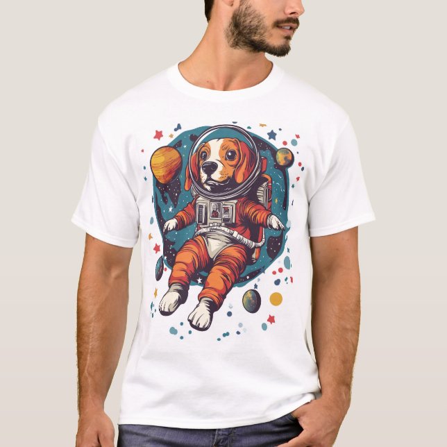 Camiseta Astronauta Beagle � Cão Explorador Espacial (Frente)